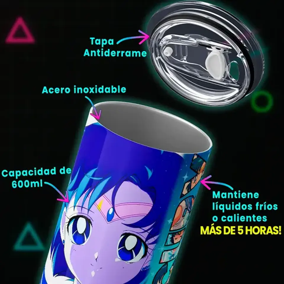 Mug Termo Sailor Moon Mercury Aqua Bubble 600ml 4