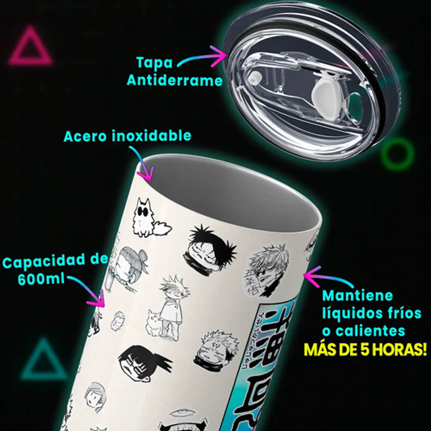 Mug Termo Jujutsu Kaisen Doodle Cursed Spirit 600ml 4