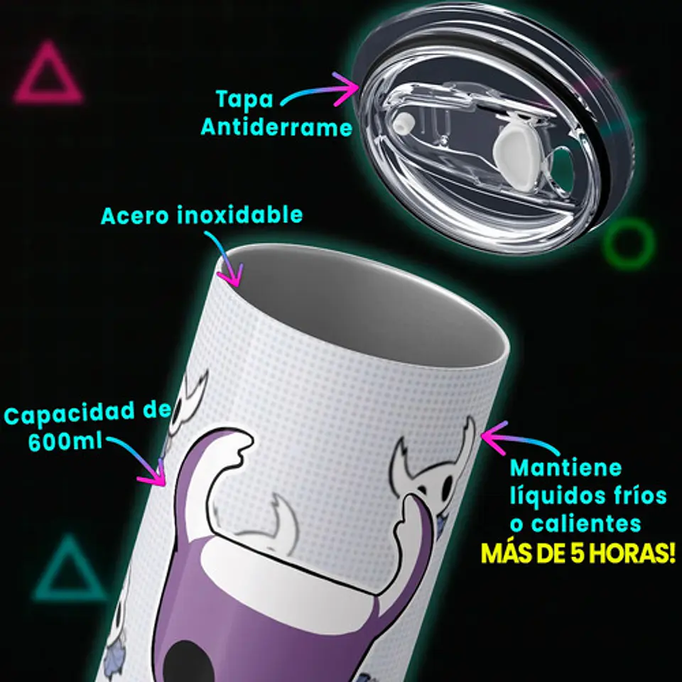 Mug Termo Hollow Knight Minimal Pattern 600ml 3