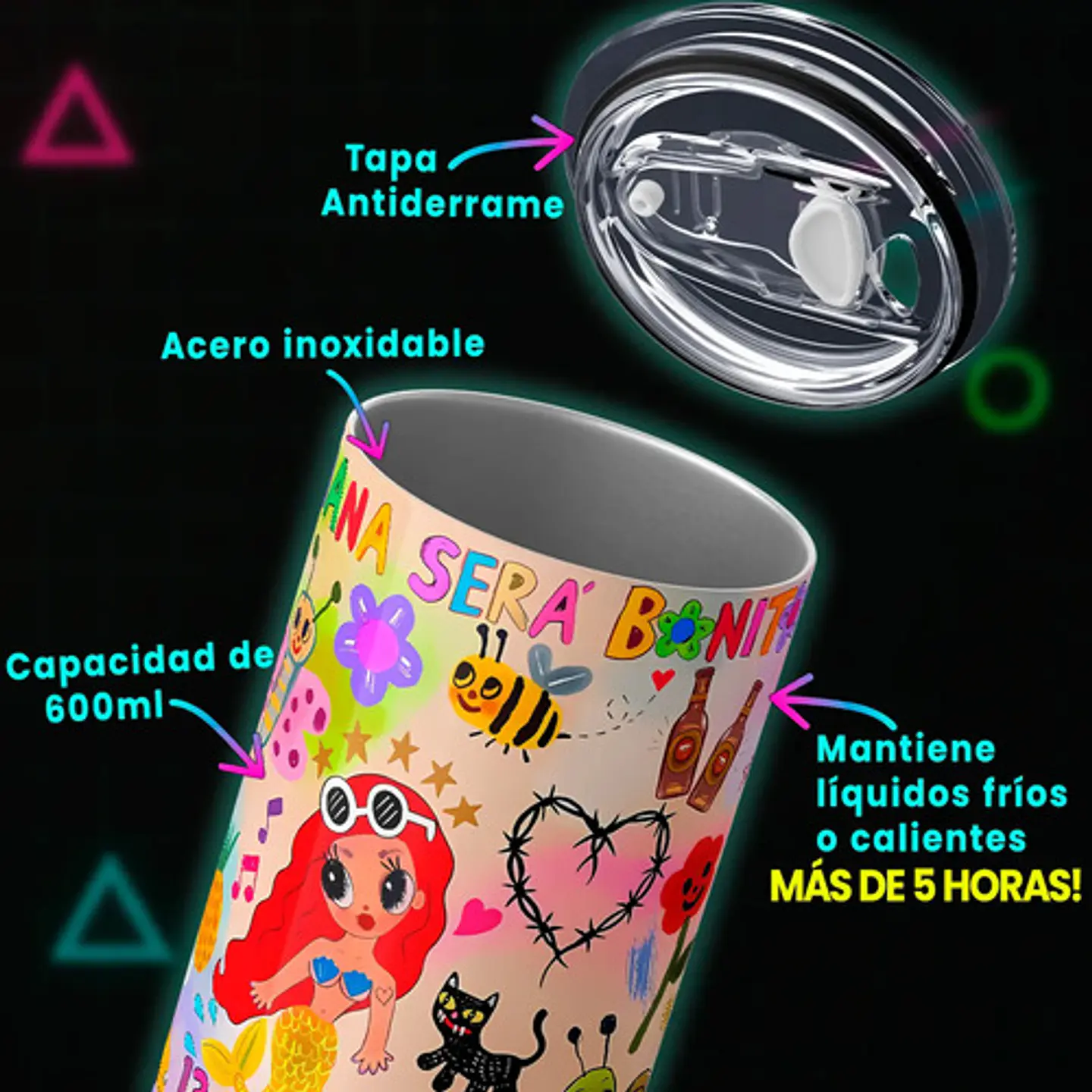 Mug Termo Karol G Mañana Será Bonito 600ml 4