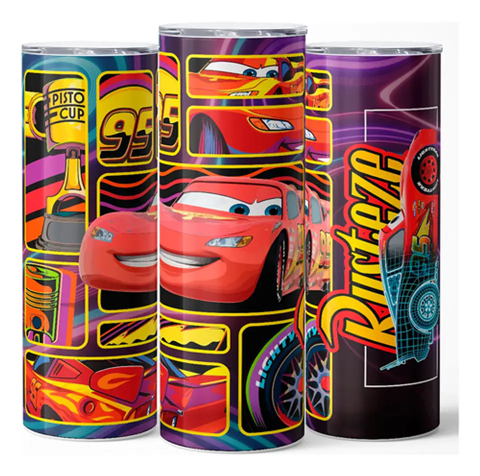 Mug Termo Disney Cars Lightning Mcqueen Speed Track 600ml 3