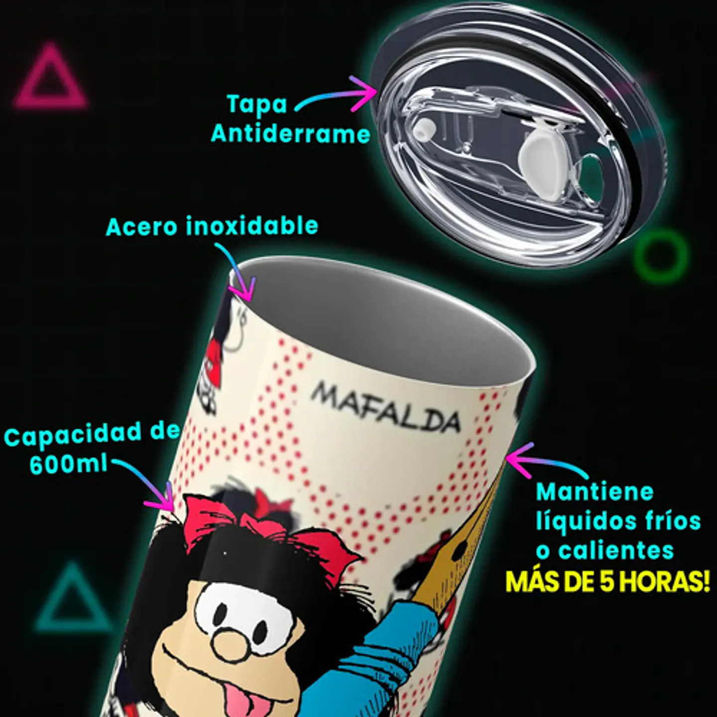 Mug Termo Mafalda Polka Dot Creative 600ml 3
