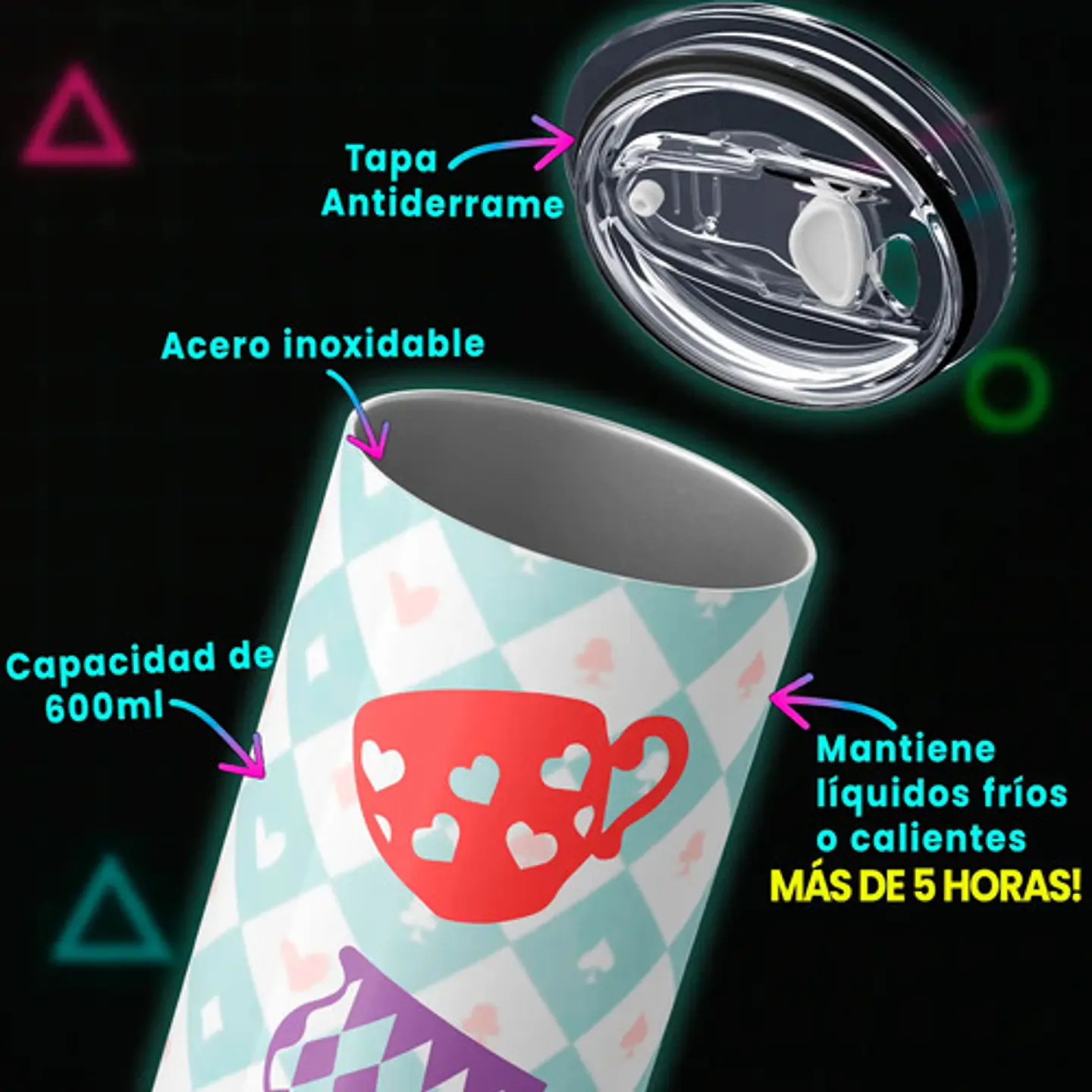 Mug Termo Disney Alice Wonderland Mad Tea 600ml 3