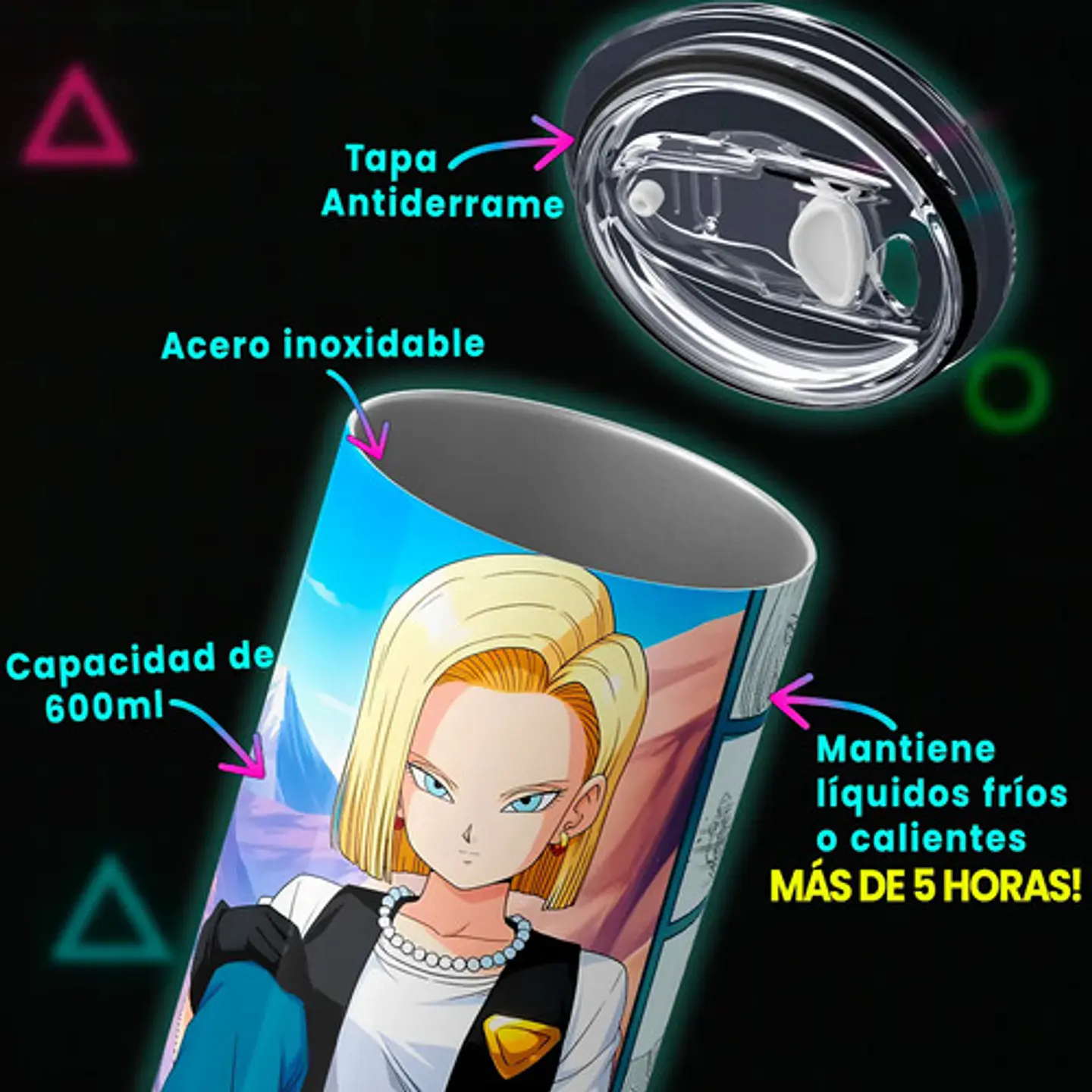 Mug Termo Dragon Ball Androide N18 600ml 4