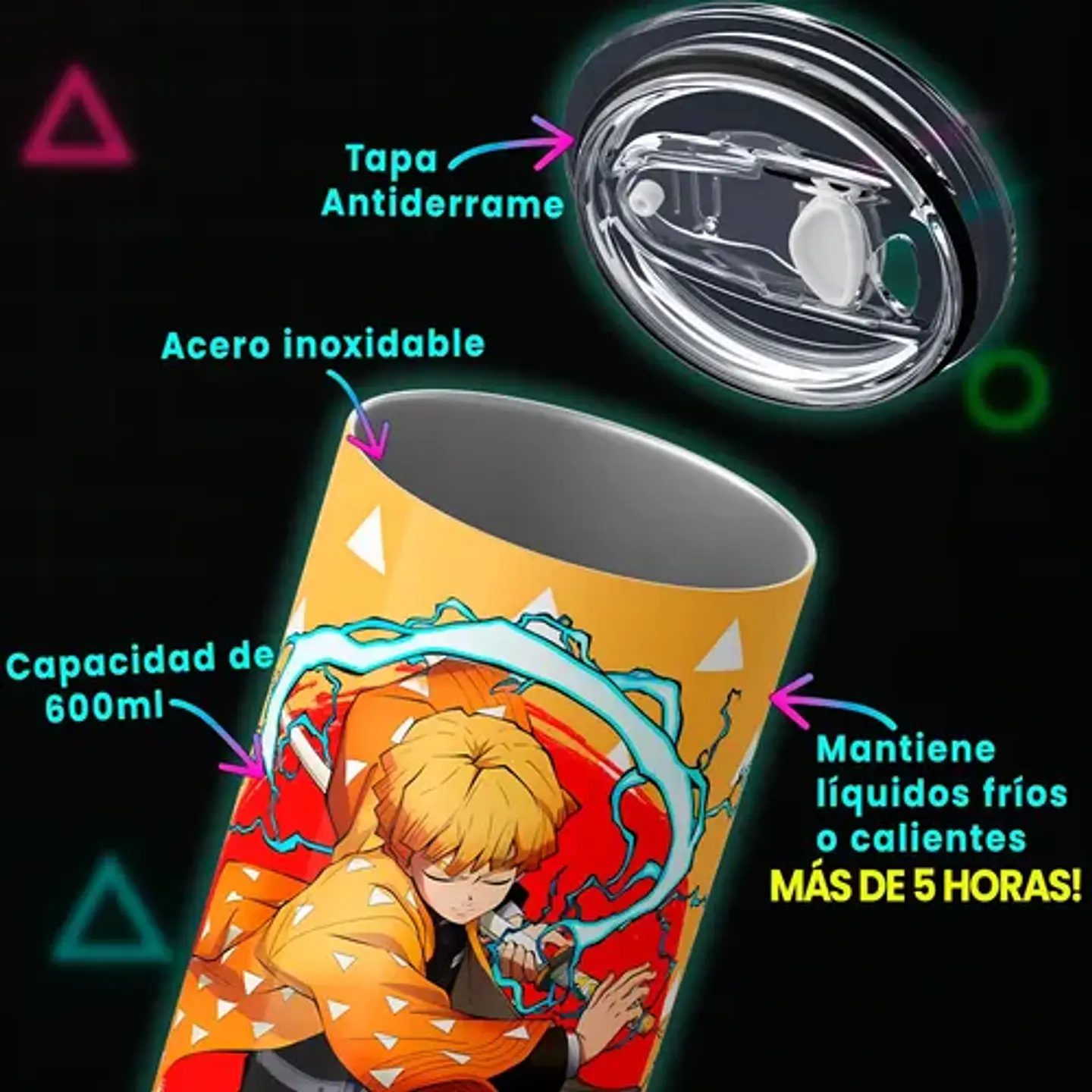 Mug Termo Demon Slayer Zenitsu Thunder Strike 600ml 5