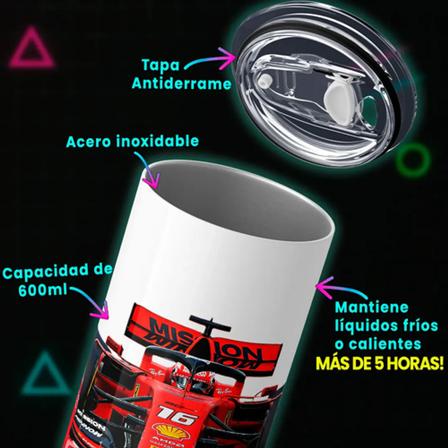 Mug Termo Formula 1 Charles Leclerc 16 600ml 3