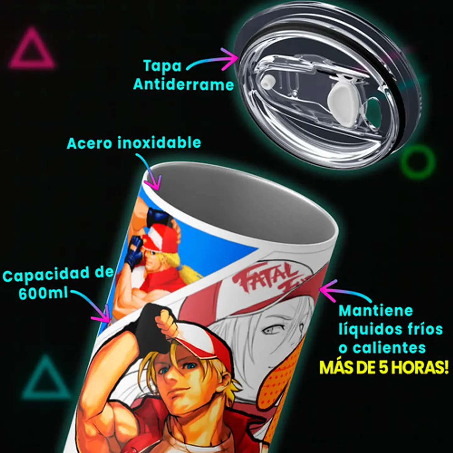 Mug Termo Fatal Fury Terry Bogard    Retro 600ml 4