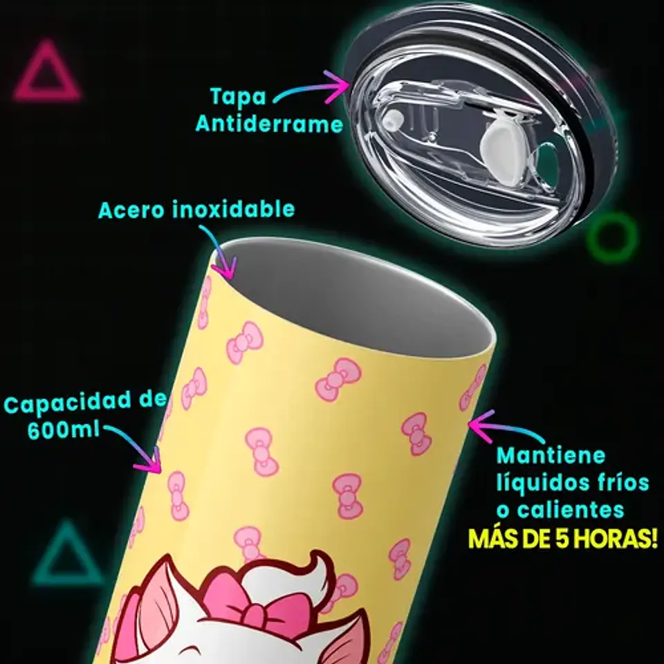Mug Termo Disney Marie Pink Bows 600ml 3