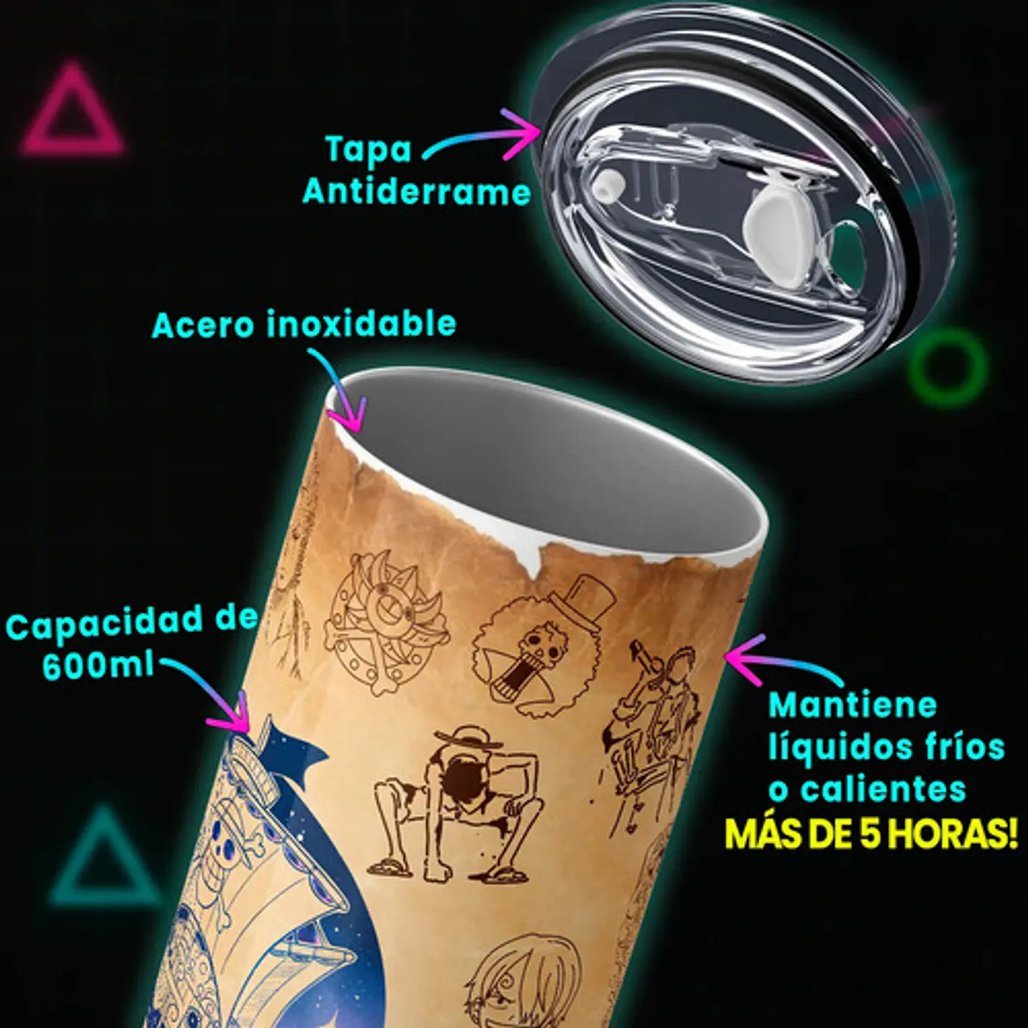 Mug Termo One Piece Vintage Scroll 600ml 4