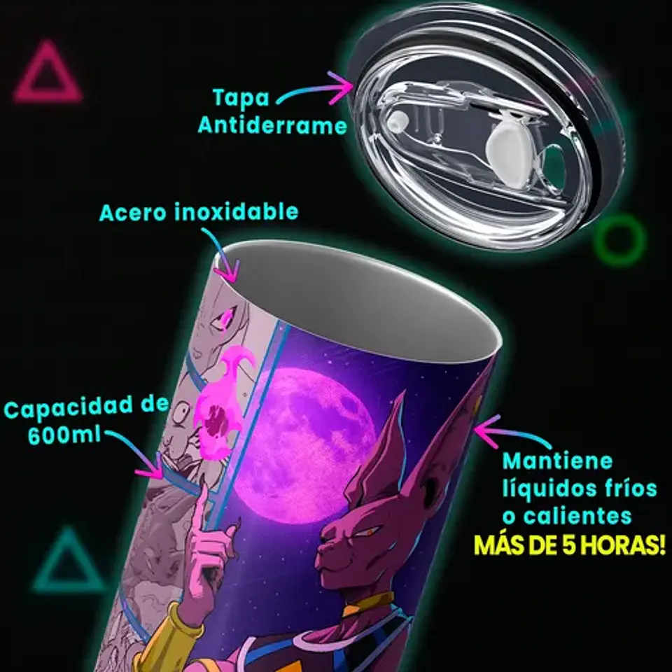 Mug Termo Dragon Ball Beerus God Of Destruction 600ml 4