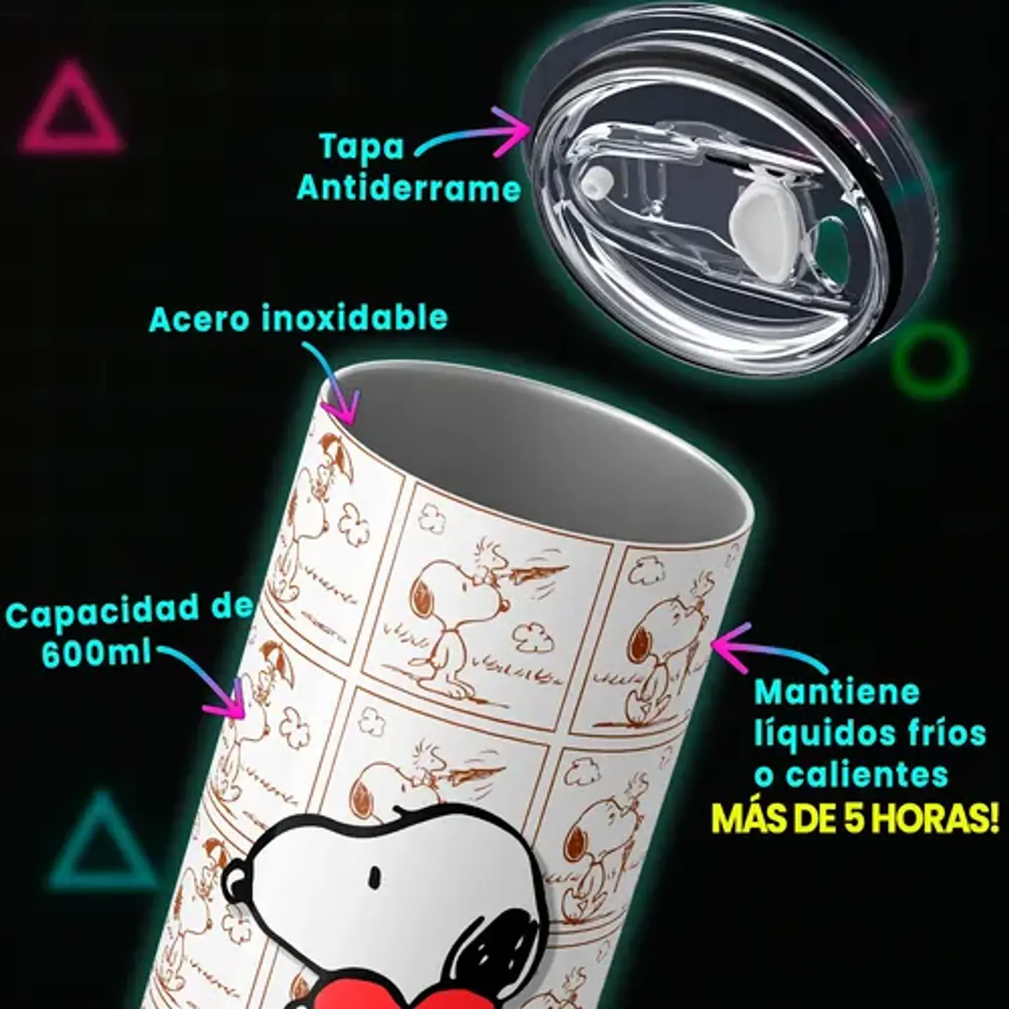Mug Termo Snoopy Heart Strip 600ml 3