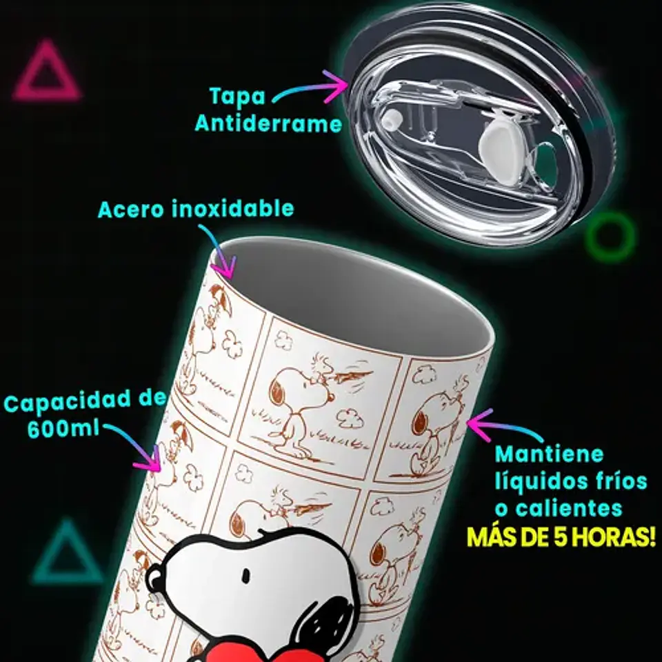 Mug Termo Snoopy Heart Strip 600ml 3