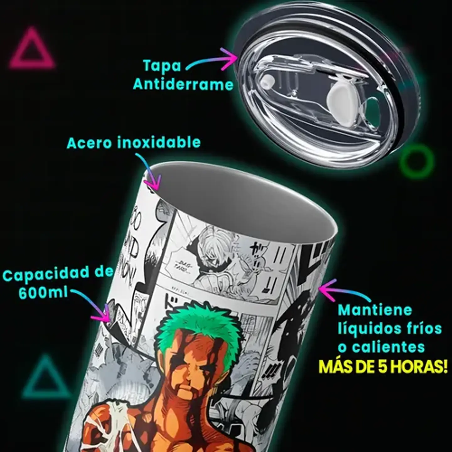 Mug Termo One Piece Zoro Nothing Happened 600ml 4