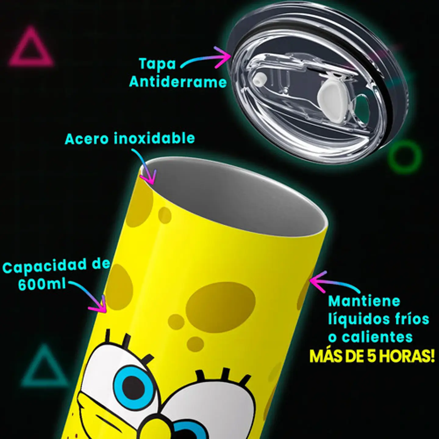 Mug Termo Bob Esponja Bikini Bottom Expressions 600ml 3