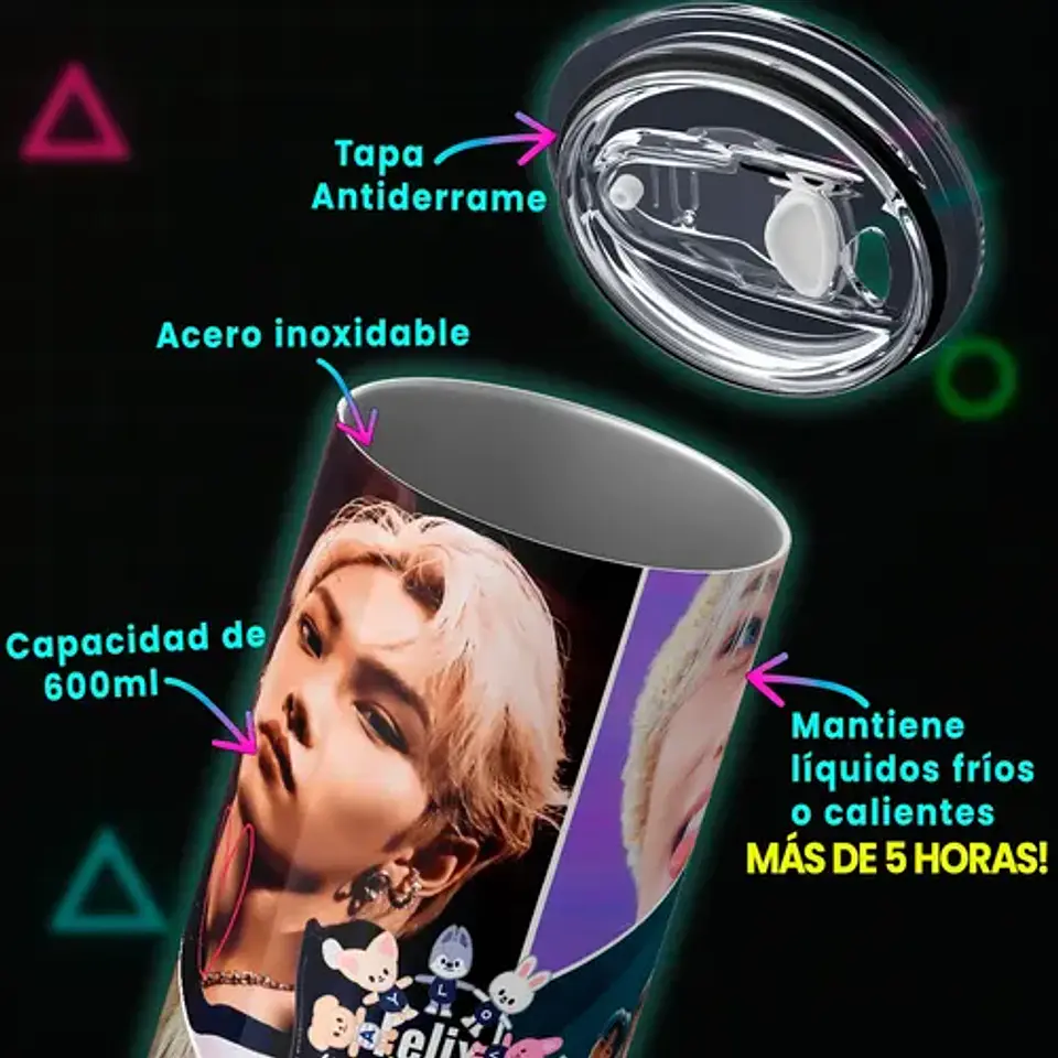 Mug Termo Kpop Felix Stray Kids Aesthetics 600ml 4