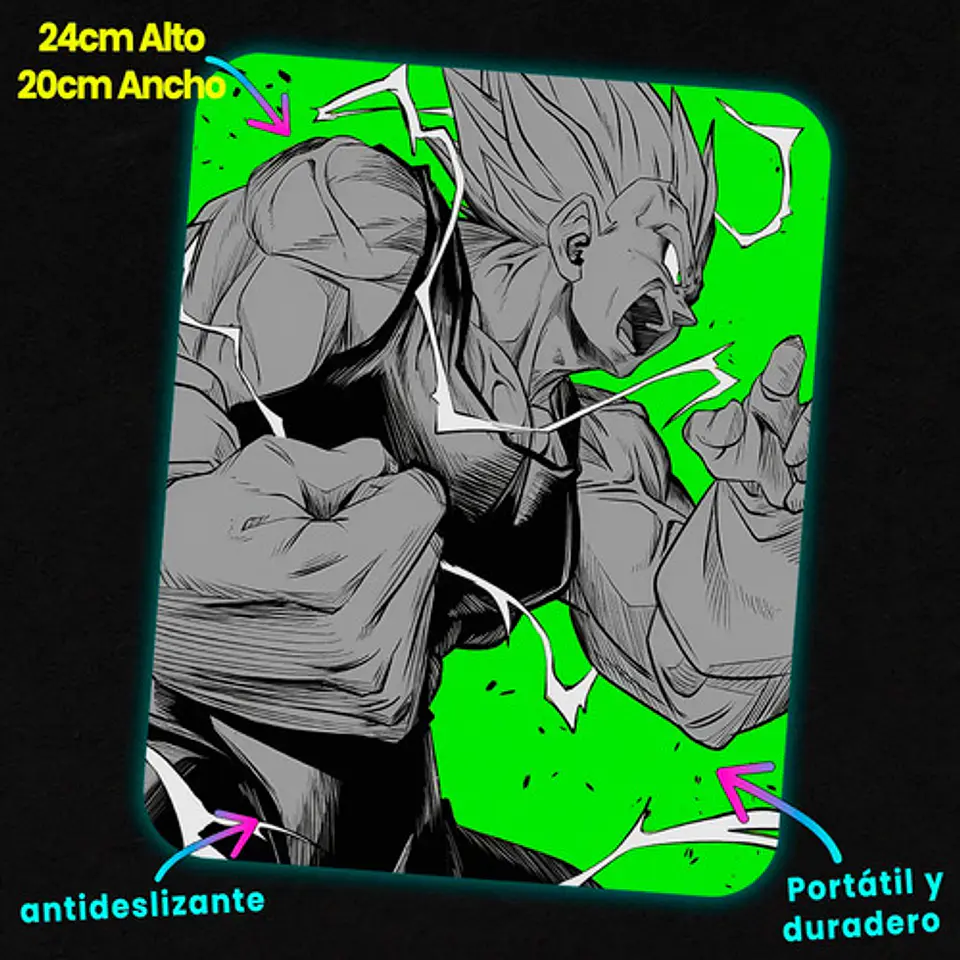 Mousepad Dragon Ball Vegeta Manga Neon Burst 20x24cm 2
