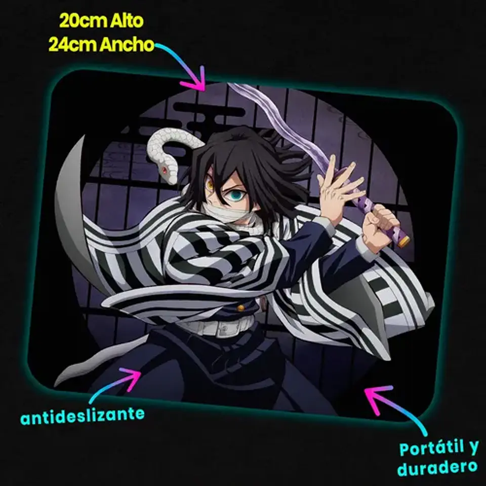Mousepad Demon Slayer Obanai Serpent Strike 20x24cm 2