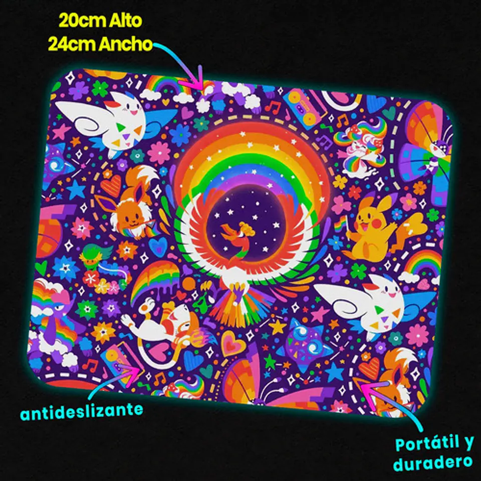 Mousepad Pokemon Ho-oh Rainbow Pride Party 20x24cm 2