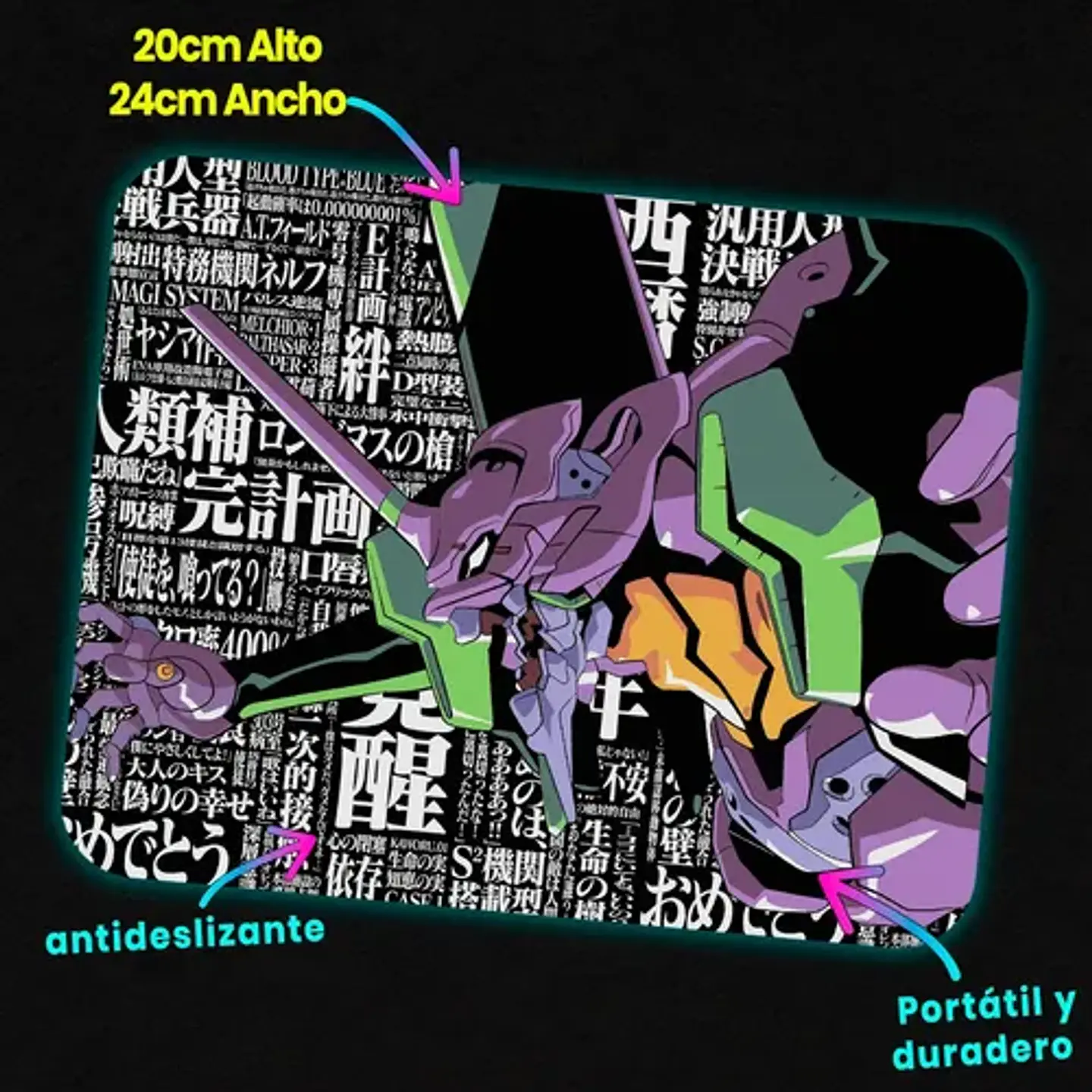 Mousepad Evangelion Eva-01 Awake Typography 20x24cm 2
