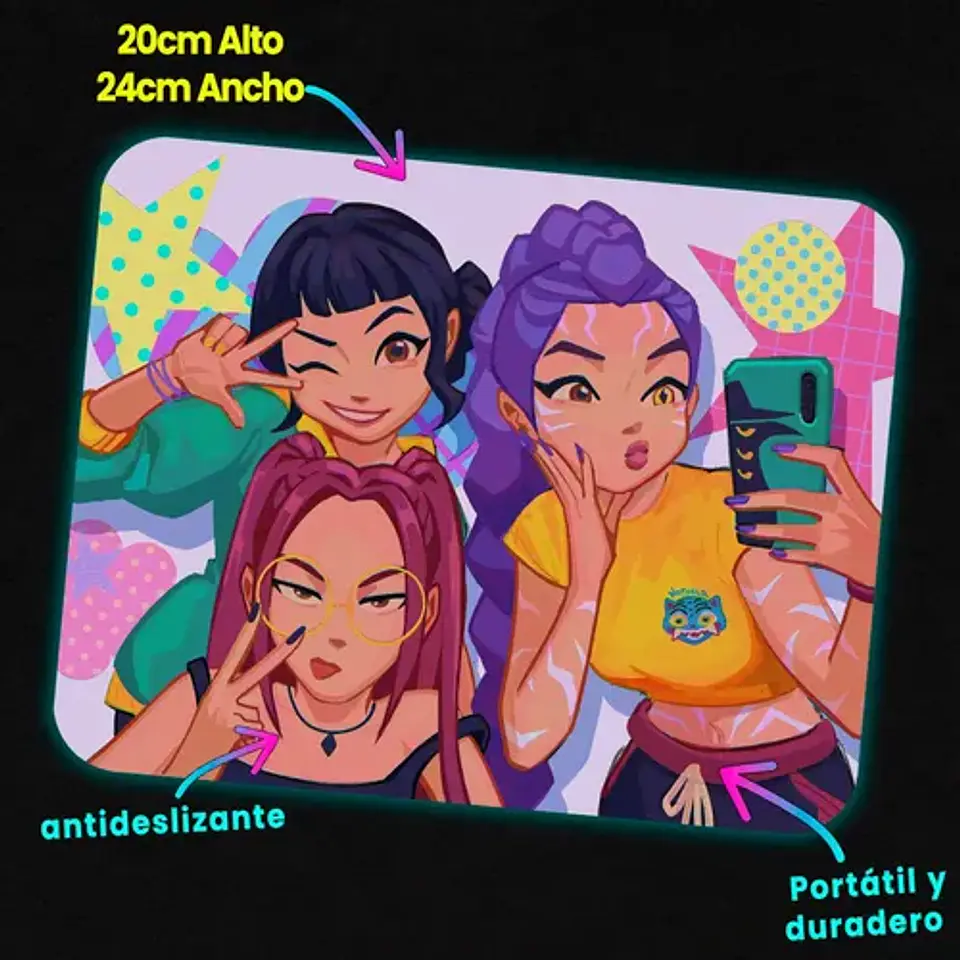 Mousepad Kpop Demon Hunters The Huntrix: Selfie 20x24cm 2