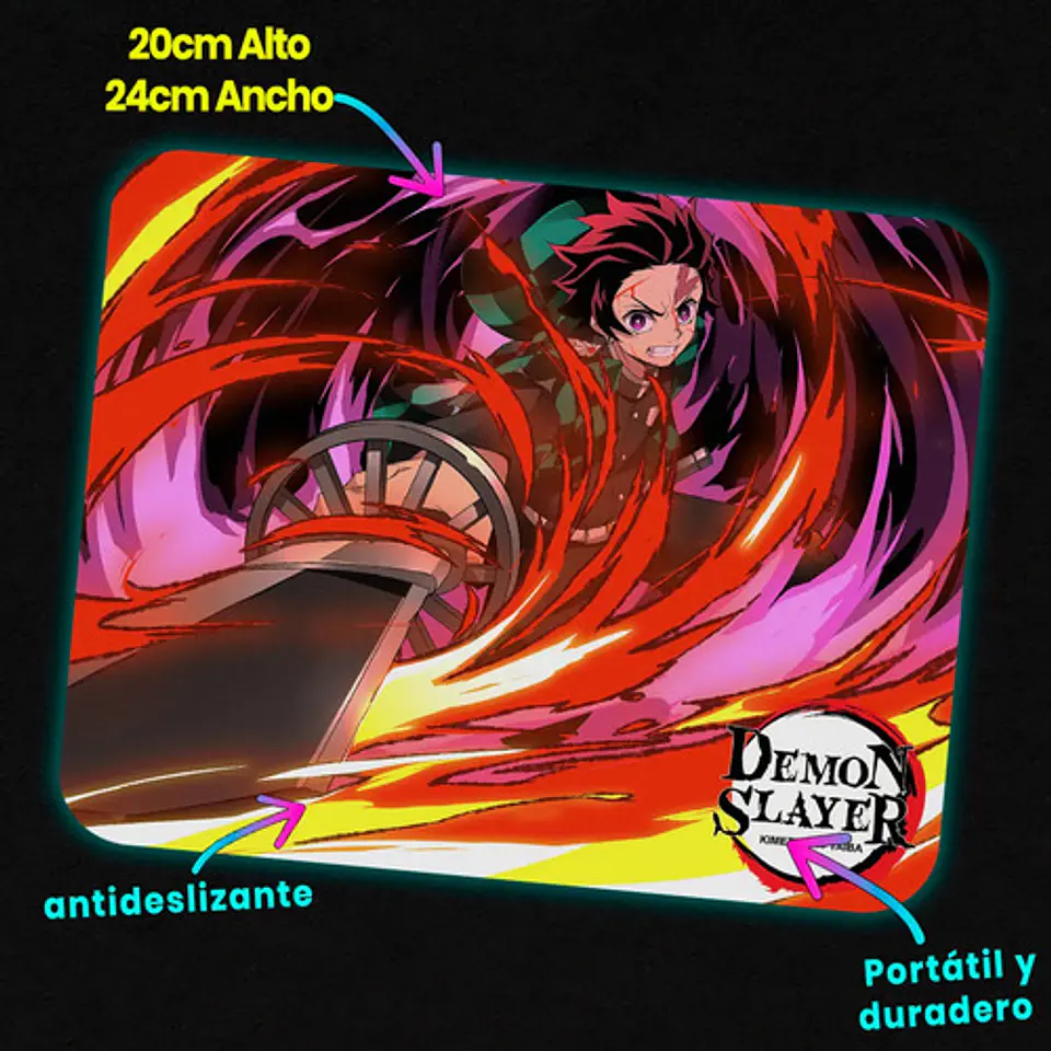 Mousepad Demon Slayer Tanjiro Kamado Hinokami Strike 20x24cm 2