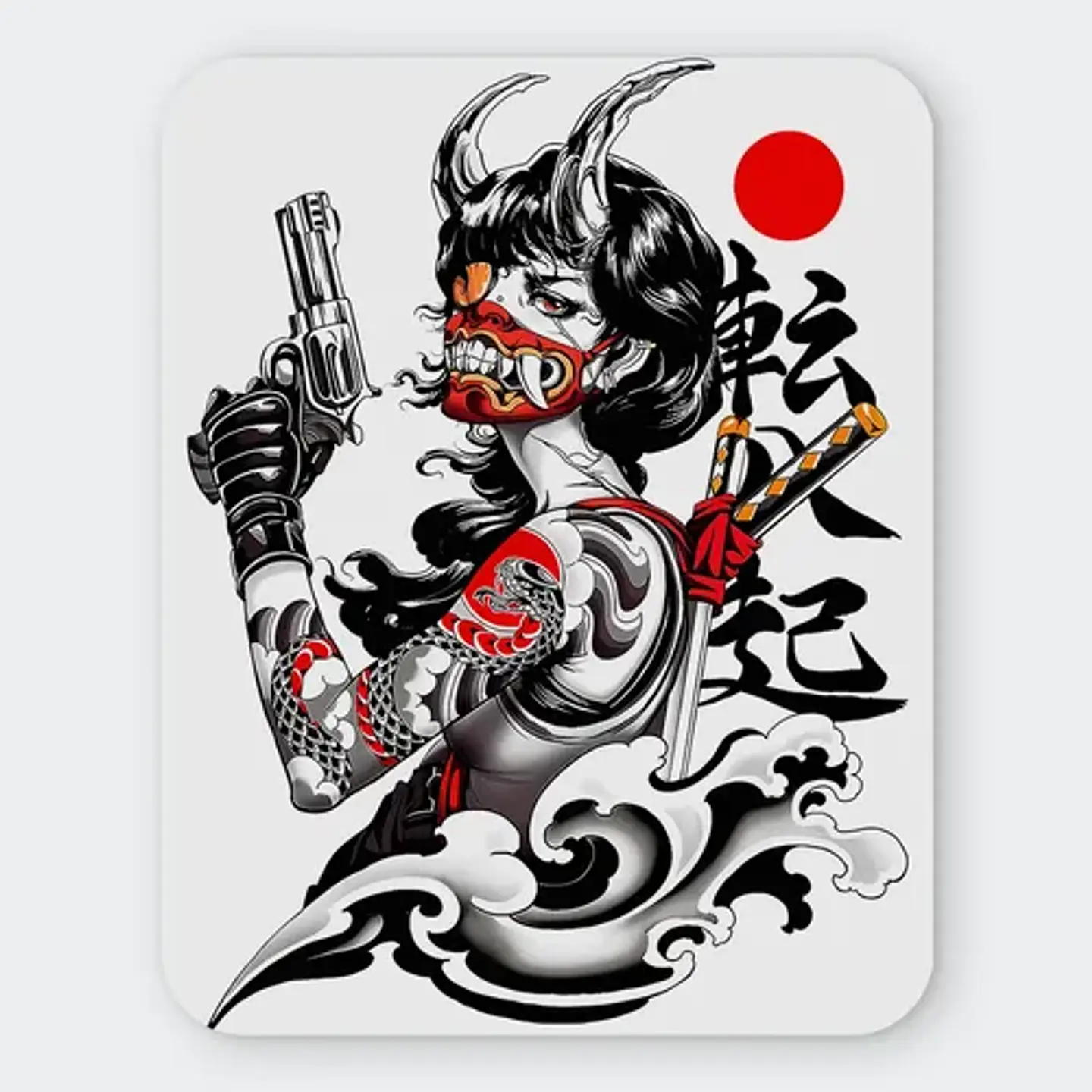 Mousepad Anime Cyberpunk Cyber Oni Geisha Assassin 20x24cm 1