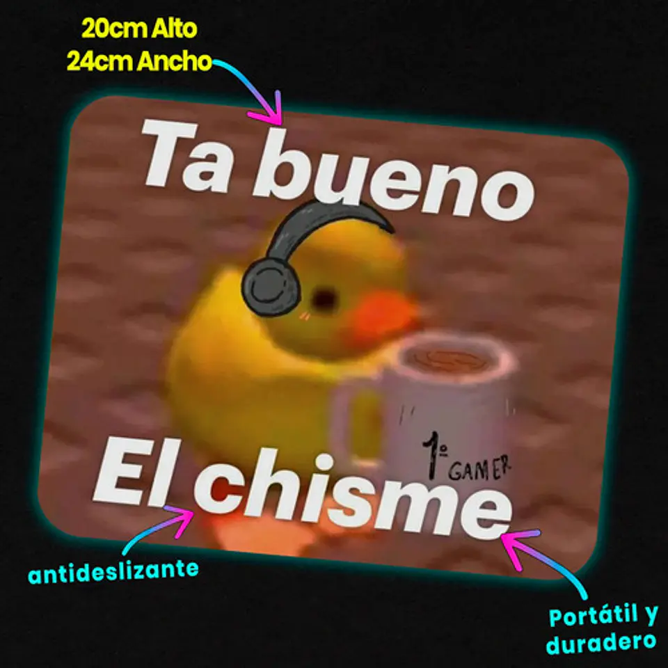 Mousepad Anime Gamer Patito Gamer Ta Bueno El Chisme 20x24cm 2