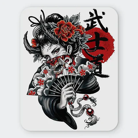Mousepad Anime Cyberpunk Oni Geisha Crimson Bloom 20x24cm