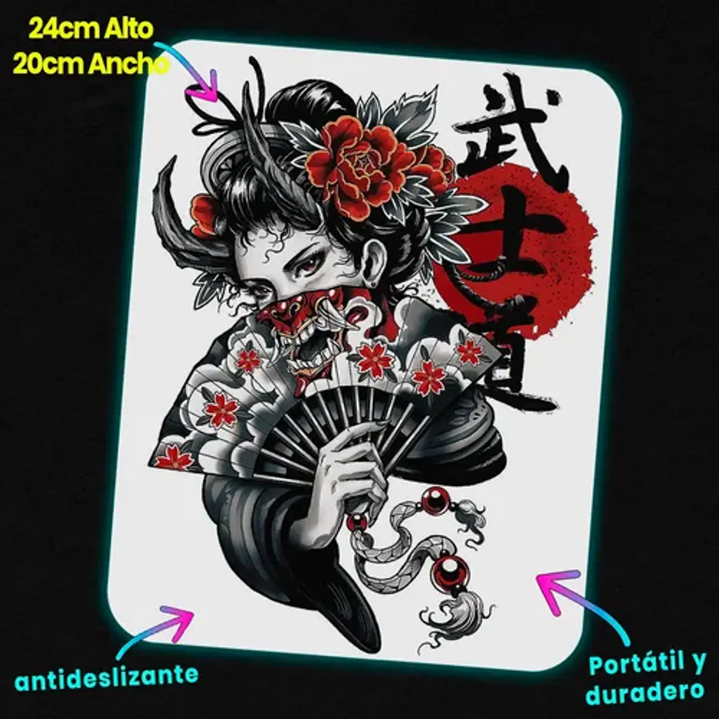 Mousepad Anime Cyberpunk Oni Geisha Crimson Bloom 20x24cm 2