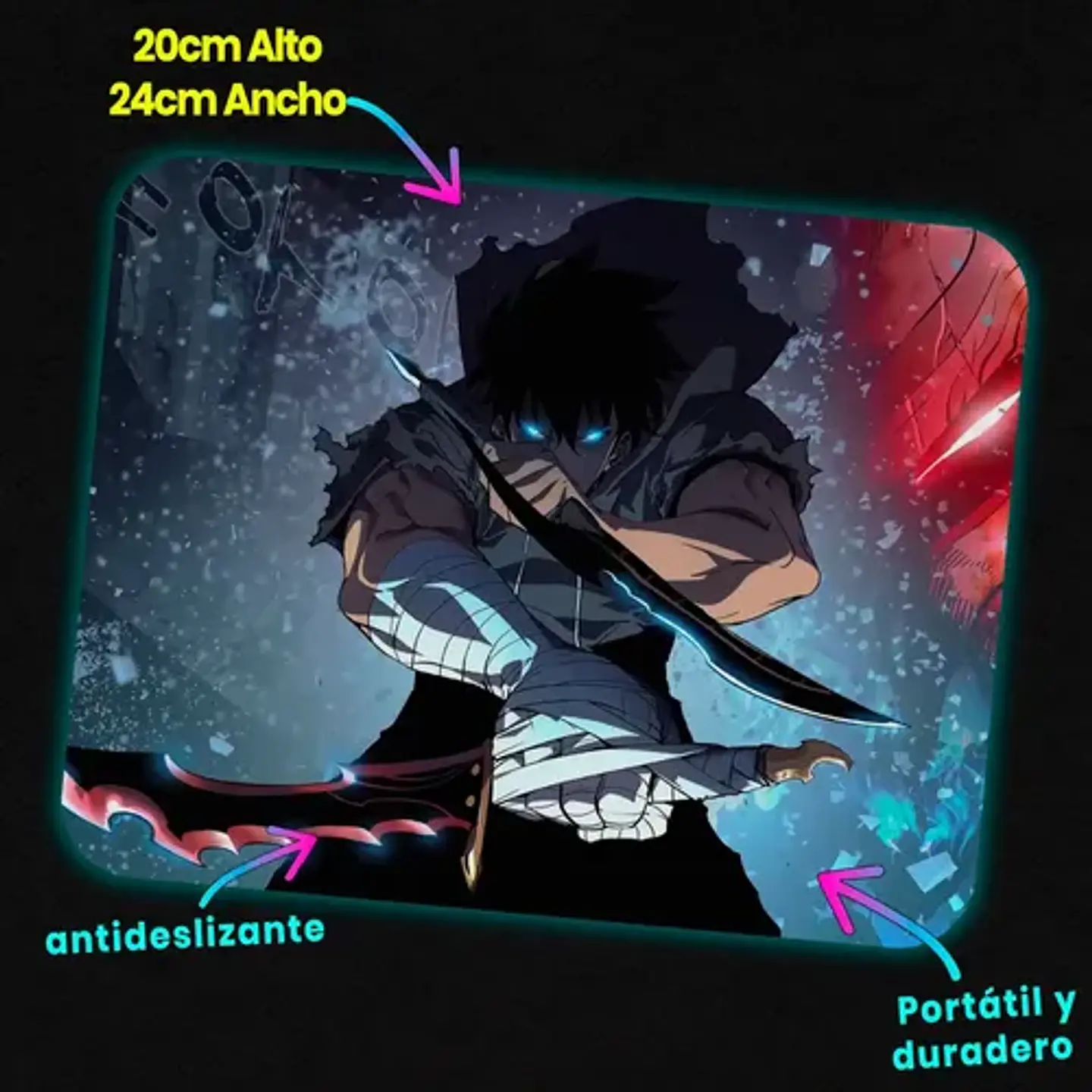 Mousepad Solo Leveling Sung Jin-woo Shadow Monarch 20x24cm 2