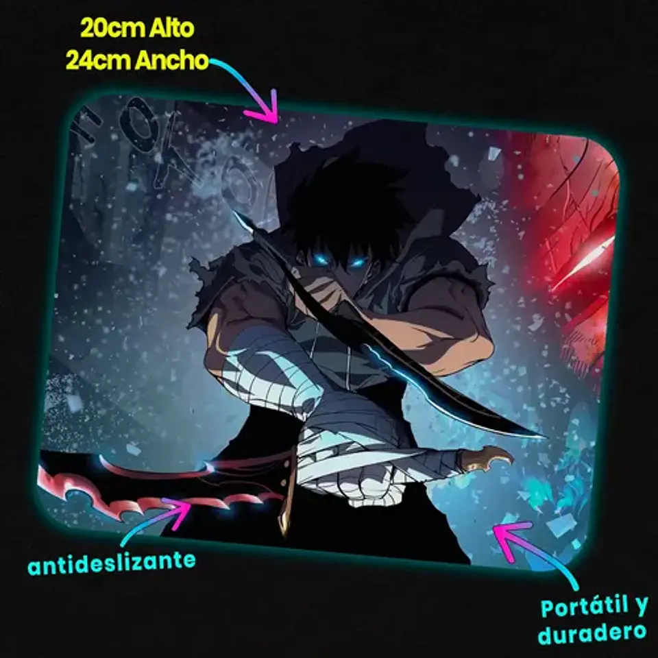 Mousepad Solo Leveling Sung Jin-woo Shadow Monarch 20x24cm 2