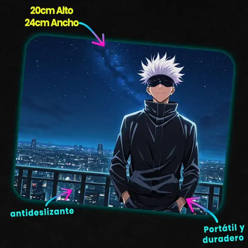 Mousepad Jujutsu Kaisen Satoru Gojo Skyline Infinity 20x24cm 2