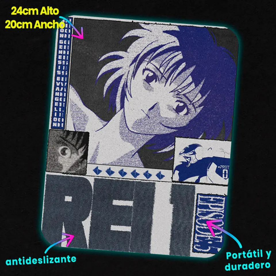 Mousepad Evangelion Rei Ayanami Blue Blueprint 20x24cm 2