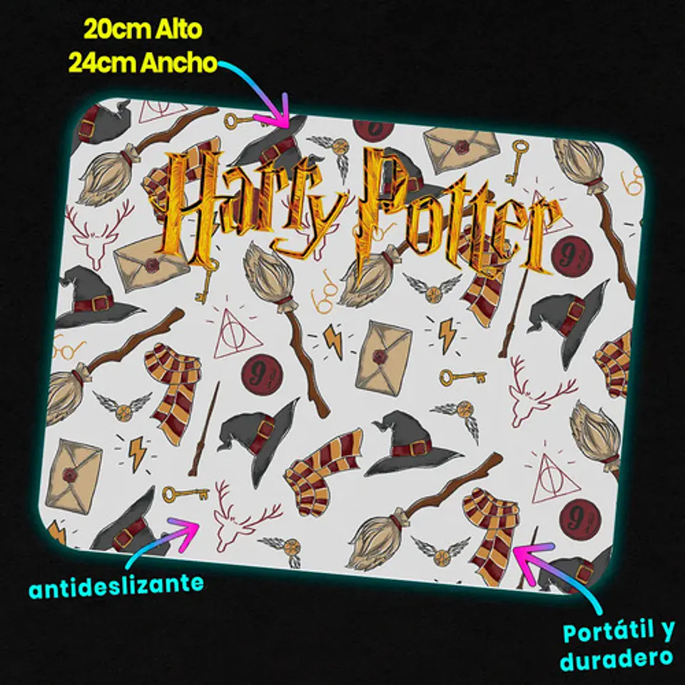 Mousepad Harry Potter Golden Logo Pattern 20x24cm 2