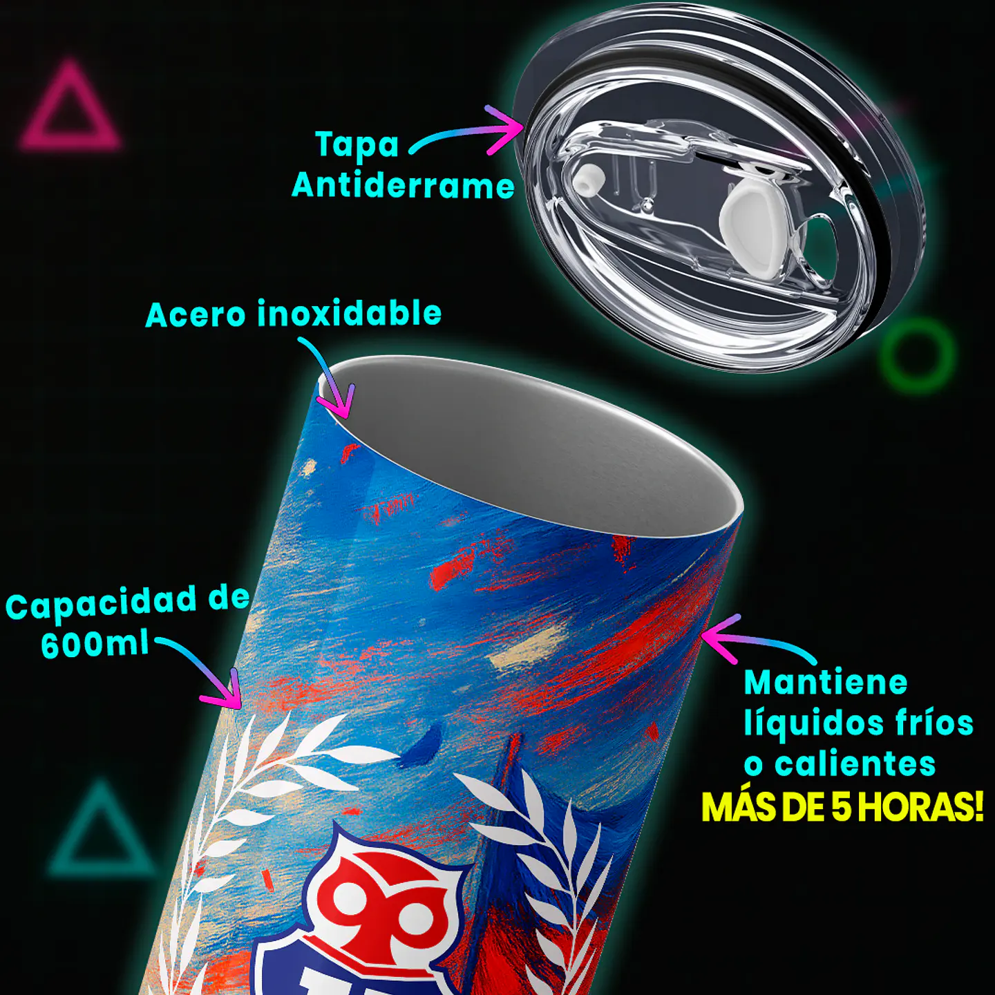 Mug Termo 600ml - Garra Azul U. De Chile 4