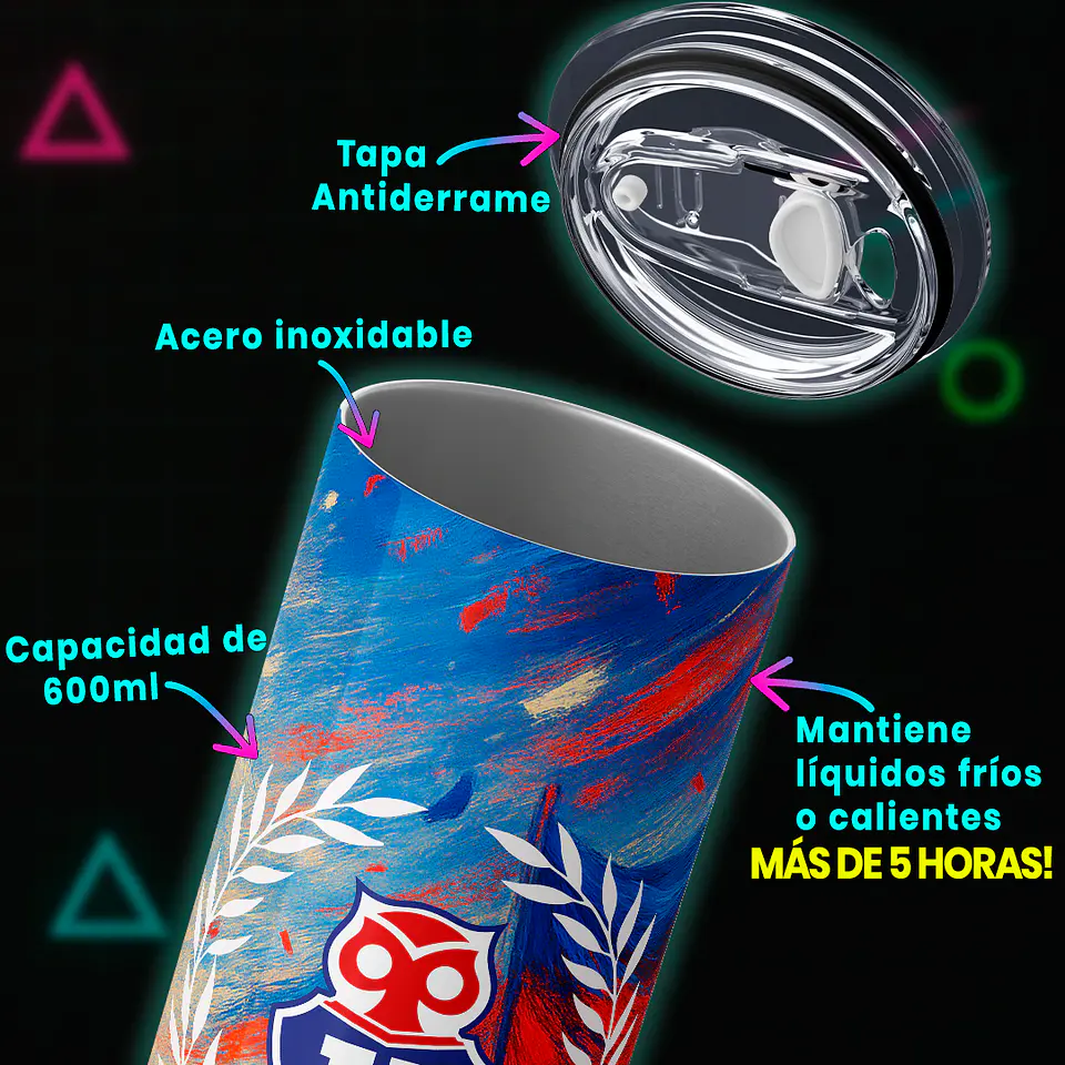 Mug Termo 600ml - Garra Azul U. De Chile 4