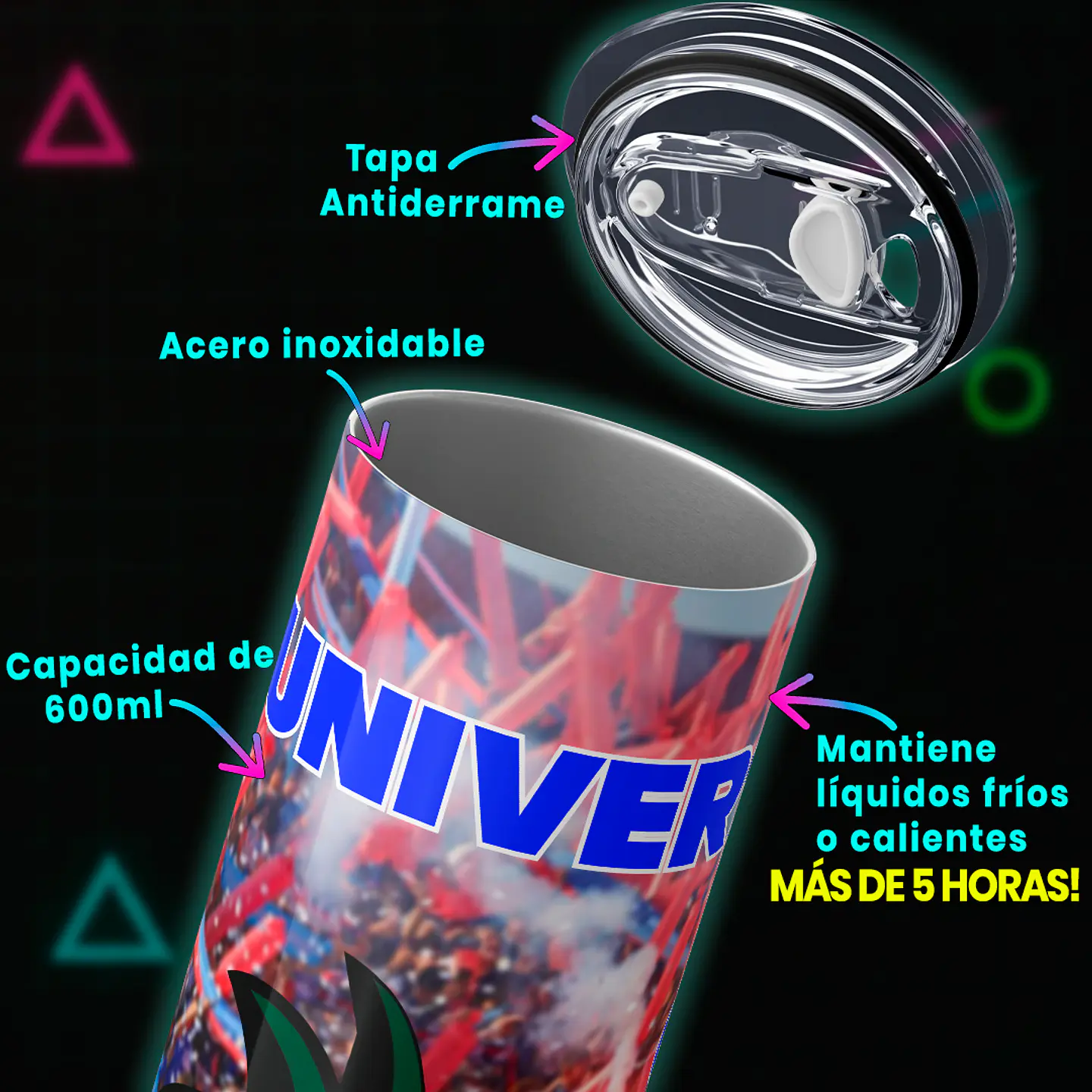 Mug Termo 600ml - U. De Chile Goku Azul de Corazón 4