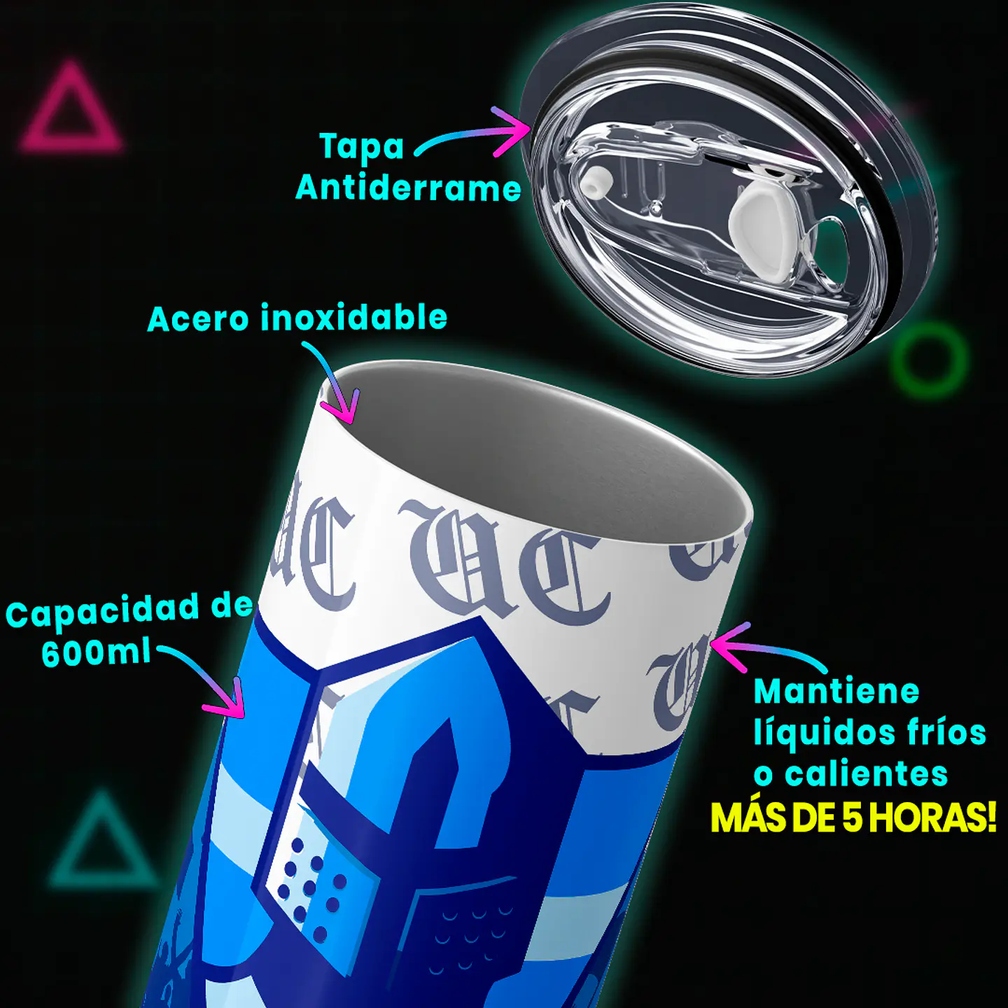Mug Termo 600ml - U. Catolica Cruzados Azul Imperial 4