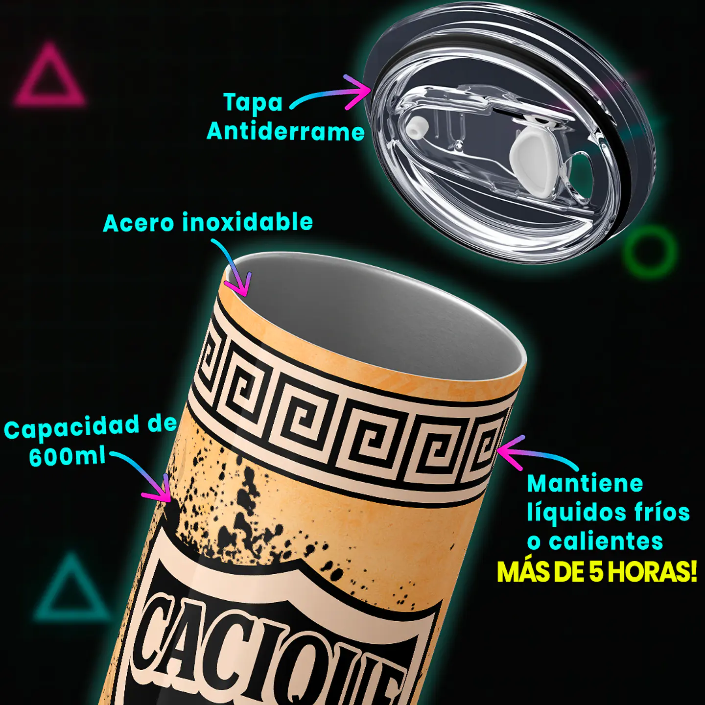 Mug Termo 600ml - Colo- Colo Cacique Hecho en Chile 4
