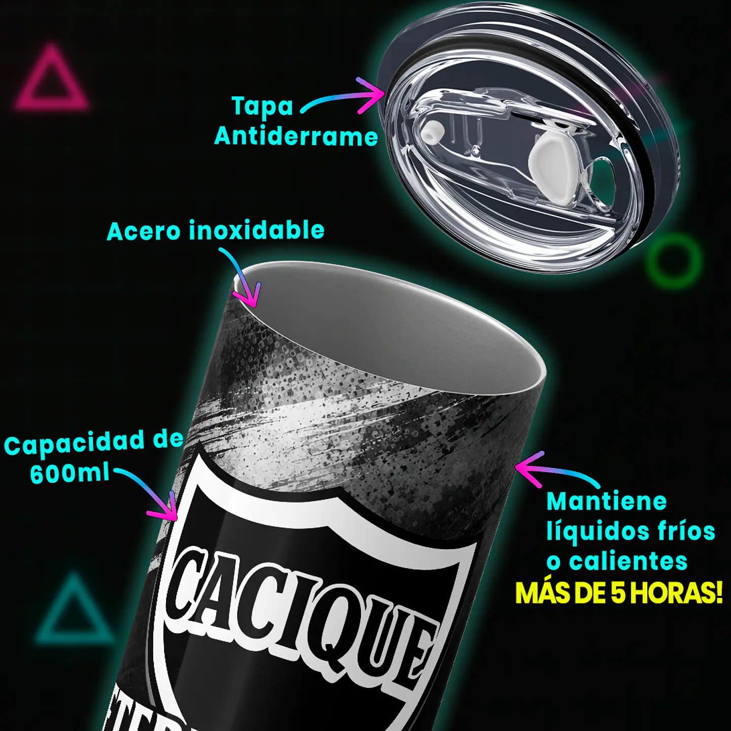 Mug Termo 600ml - Colo-Colo Cacique Eternamente Popular 4