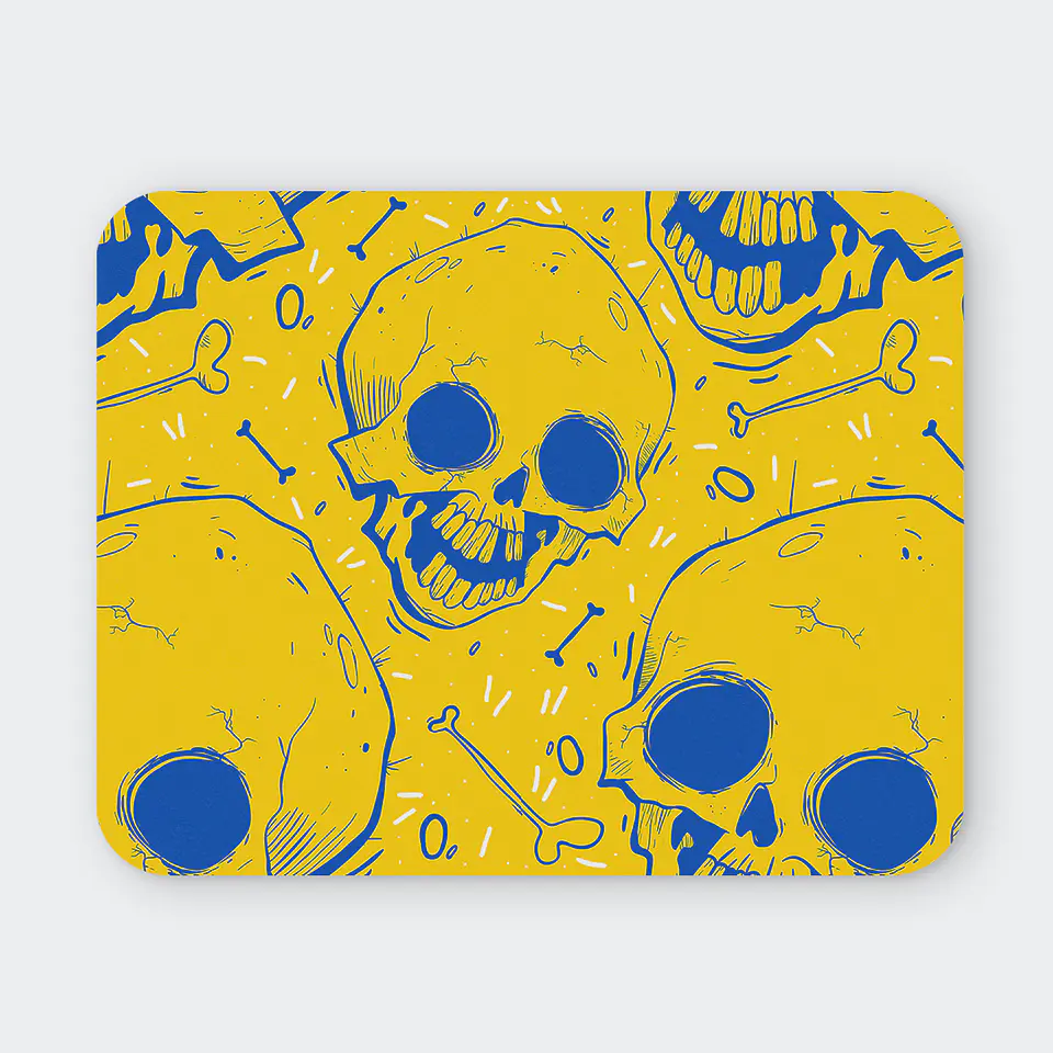 Mousepad 20x24 cm - Diseño Skull Pop Amarillo Azul 1