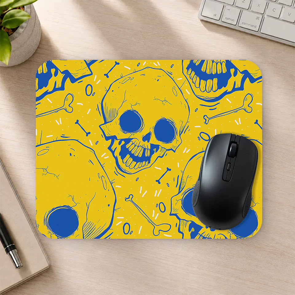 Mousepad 20x24 cm - Diseño Skull Pop Amarillo Azul 2