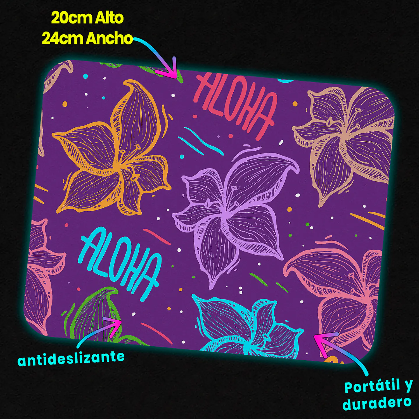 Mousepad 20x24 cm - Diseño Aloha Flores Tropicales 3