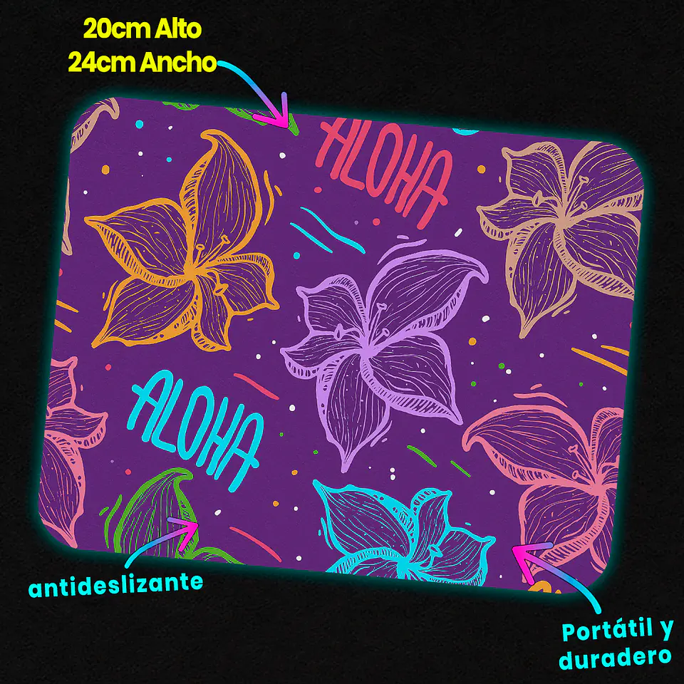 Mousepad 20x24 cm - Diseño Aloha Flores Tropicales 3