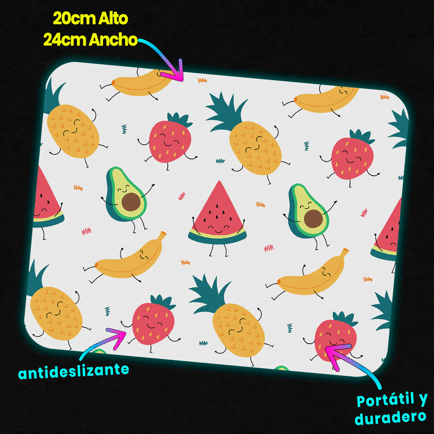 Mousepad 20x24 cm - Diseño Frutitas Felices 3