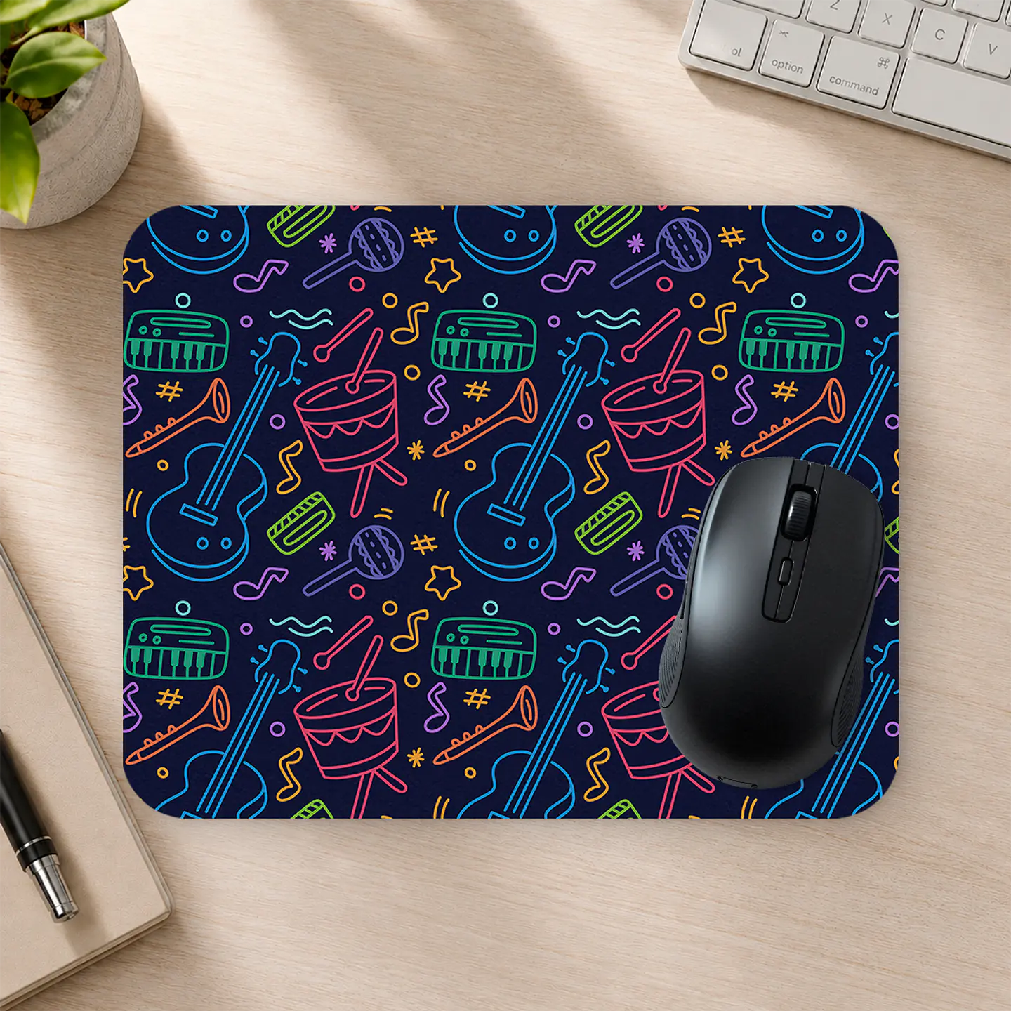 Mousepad 20x24 cm - Diseño Música Neón 2