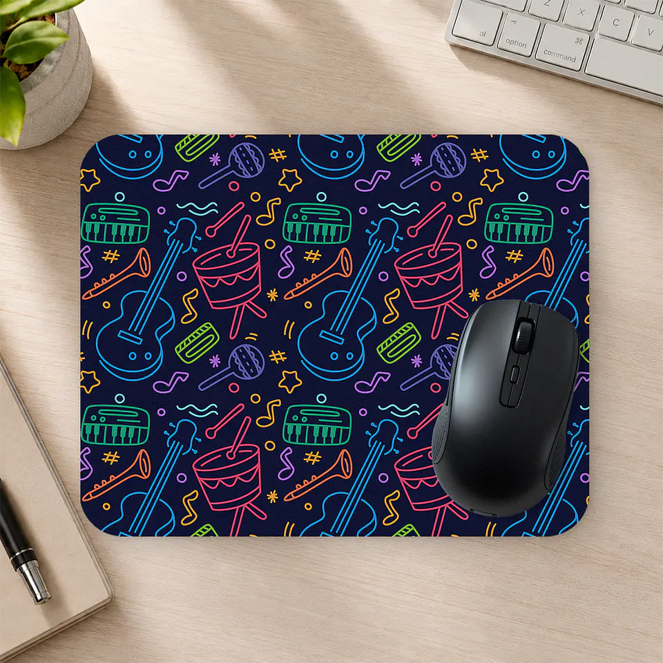 Mousepad 20x24 cm - Diseño Música Neón 2