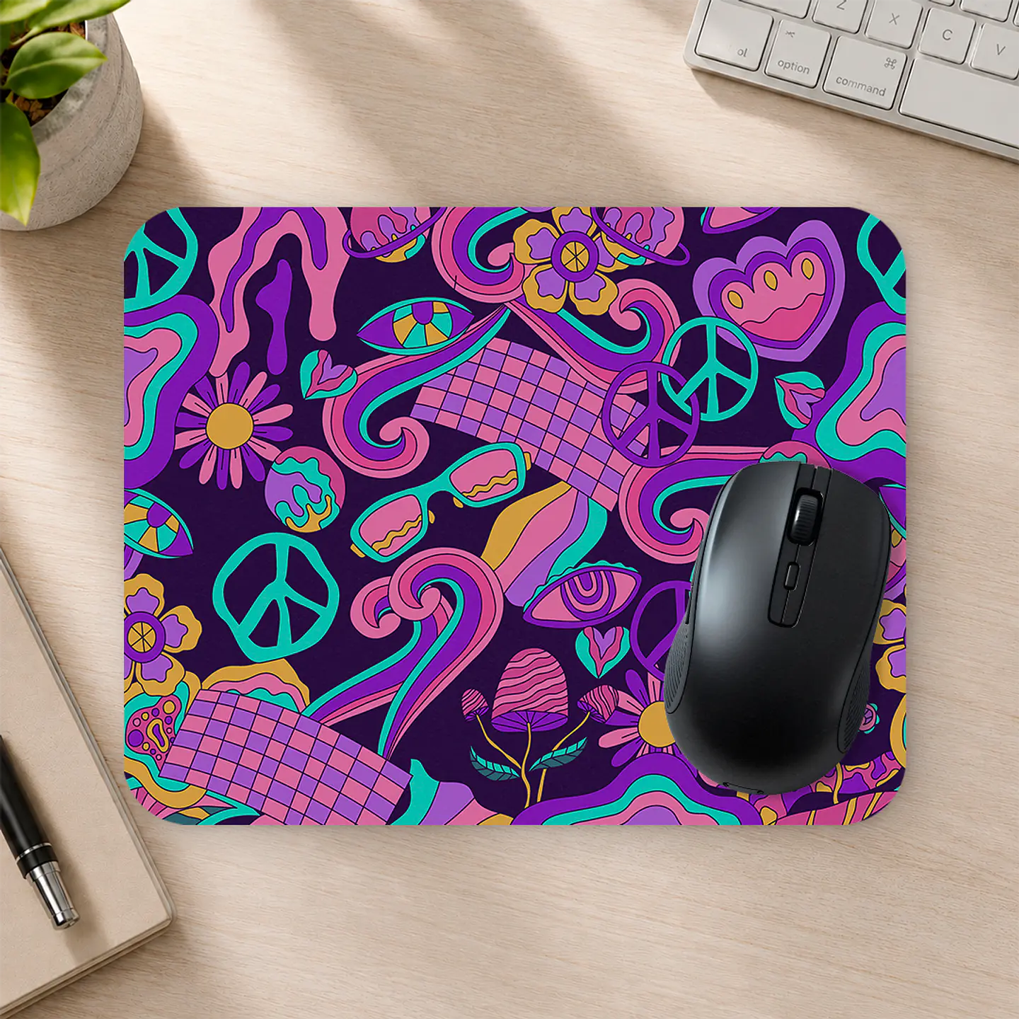 Mousepad 20x24 cm - Diseño Psicodélico Peace 2