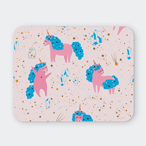 Mousepad 20x24 cm - Diseño Unicornios Cósmicos Rosa