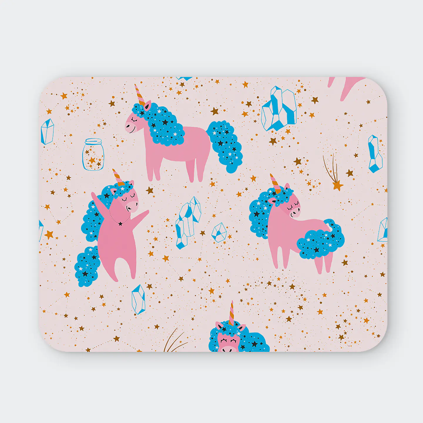Mousepad 20x24 cm - Diseño Unicornios Cósmicos Rosa 1